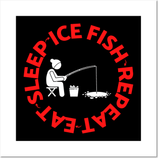 Eat Sleep Ice Fish Repeat For Fishing Lovers Funny Fishing T-Shirt Hoodie Sticker Gift Posters and Art